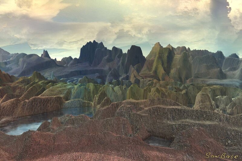 alien landscape with mountains