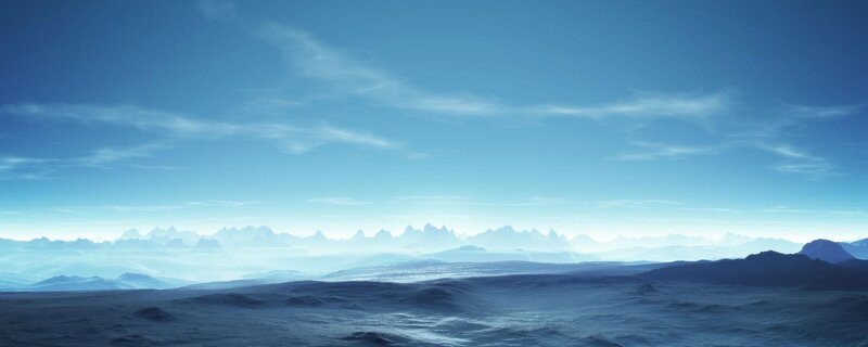Alien Landscape with Mountains — Blue, Serene
