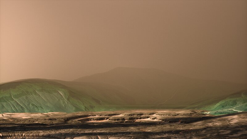Alien Landscape with Mountains — Brown, Hazy