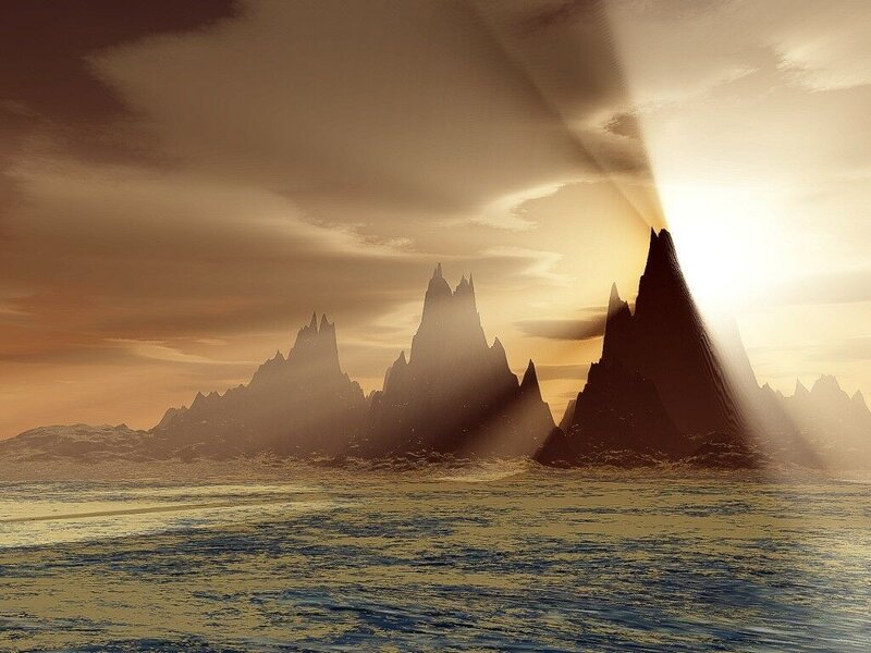 Alien Landscape with Mountains — Brown