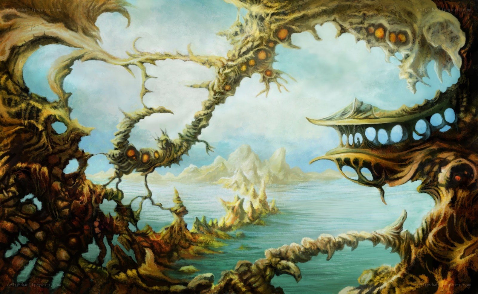 alien landscape with organic structures