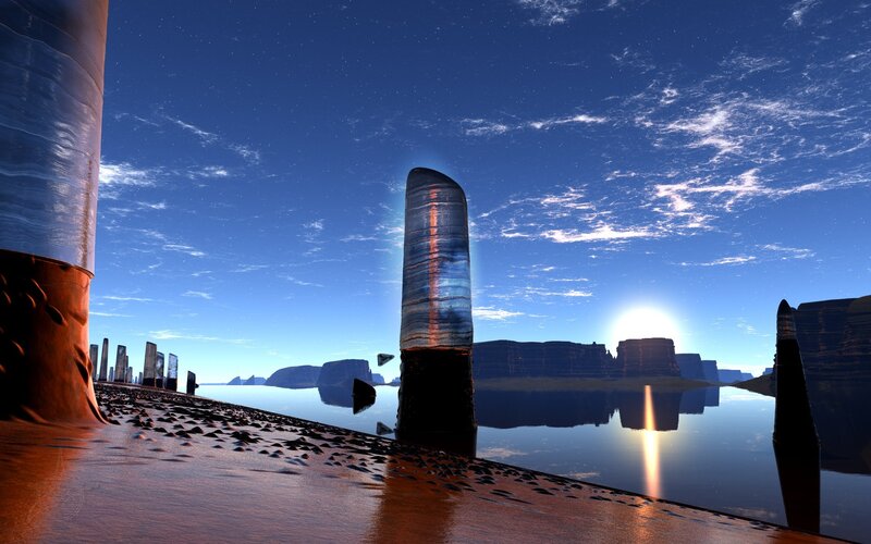 alien landscape with pillars