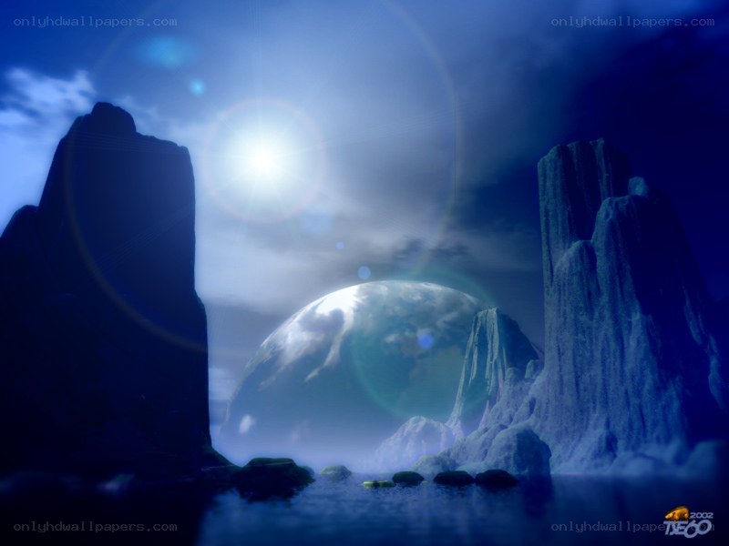 alien landscape with planet