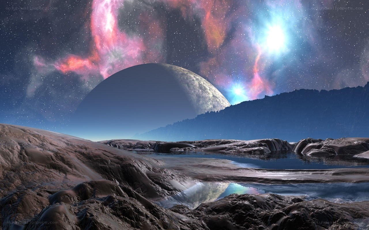 alien landscape with planet