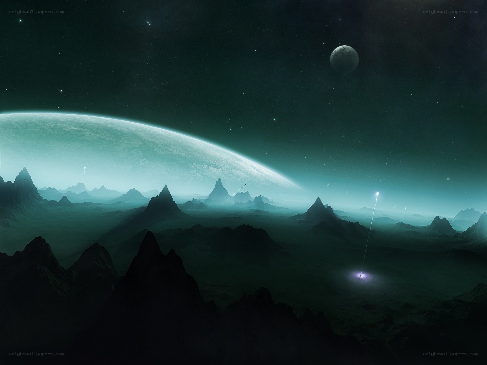 alien landscape with planet