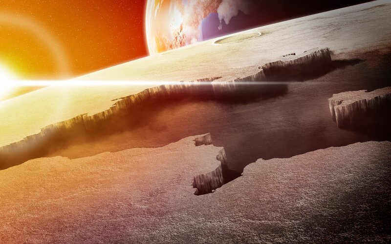 alien landscape with planet