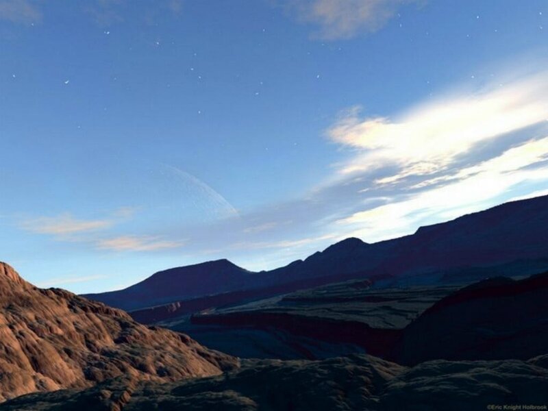 alien landscape with planet