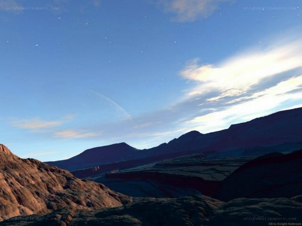 alien landscape with planet