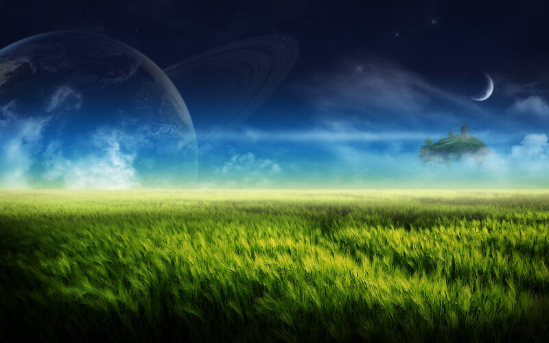 alien landscape with planet