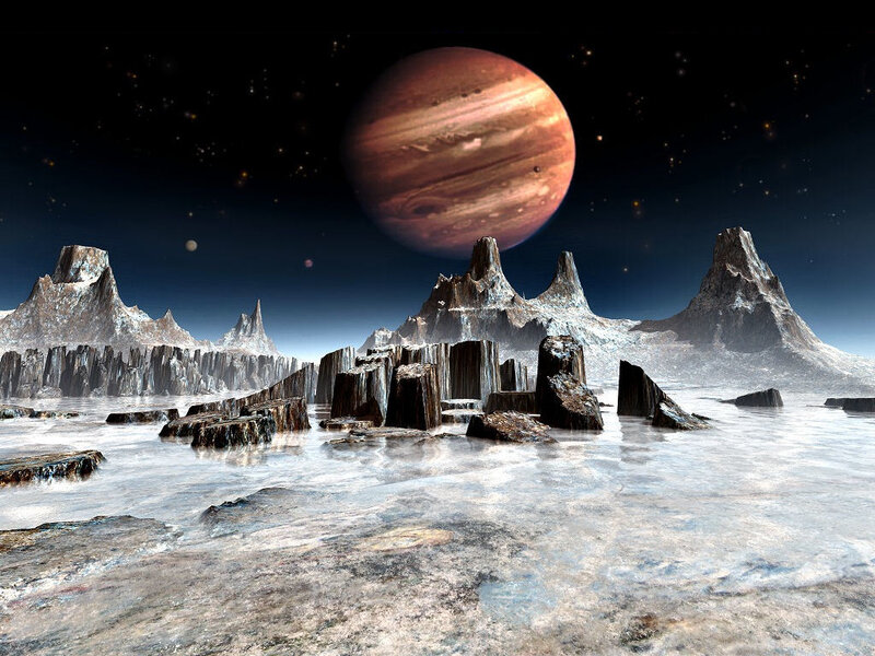 Alien Landscape with Planet — Brown