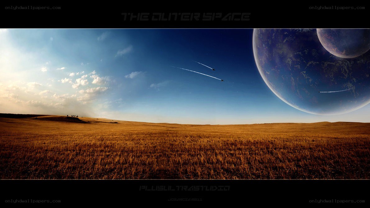 Alien landscape with planets