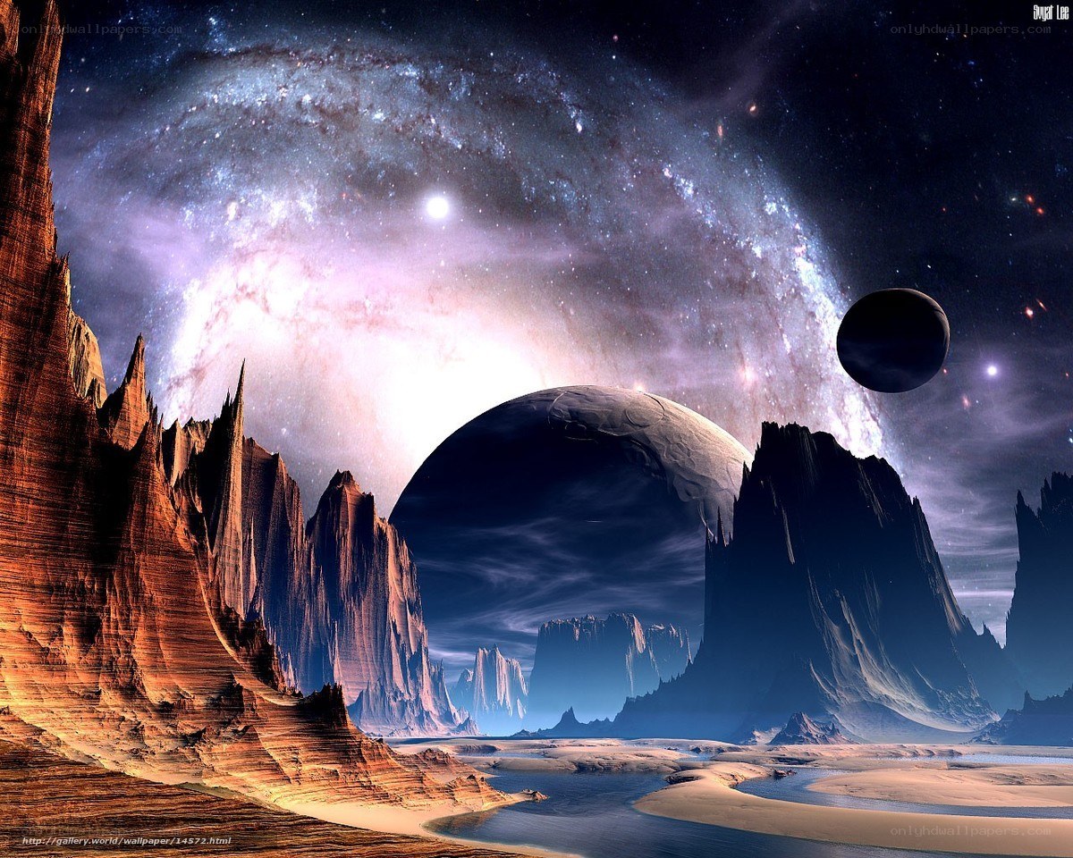 alien landscape with planets