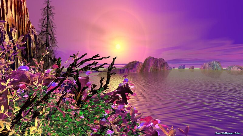 Alien Landscape with Purple Flora