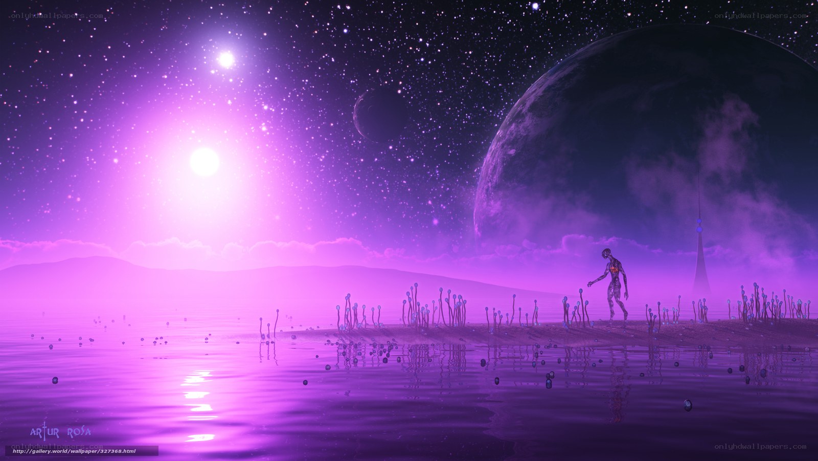 alien landscape with purple sky