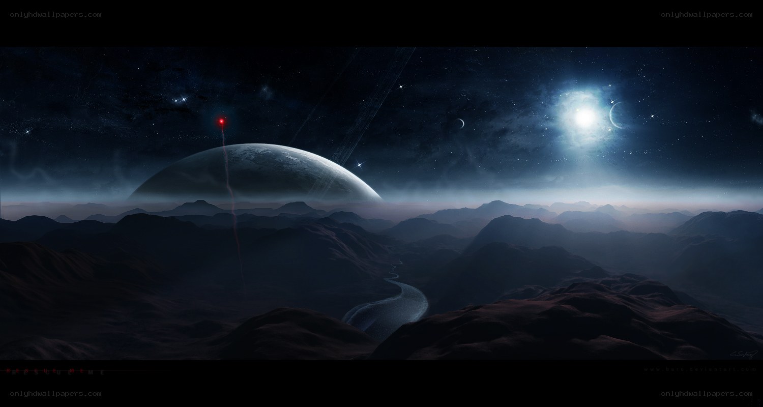 alien landscape with red beam