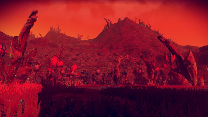 Alien Landscape with Red Flora — Dramatic