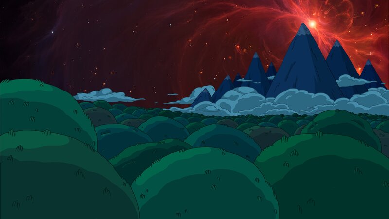alien landscape with red nebula