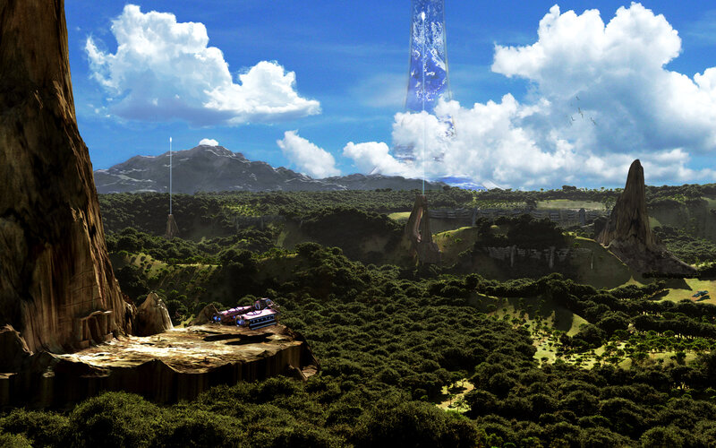 alien landscape with ring structure