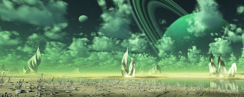 Alien Landscape with Rings — Green