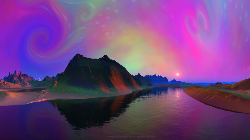 Alien Landscape with River — Purple