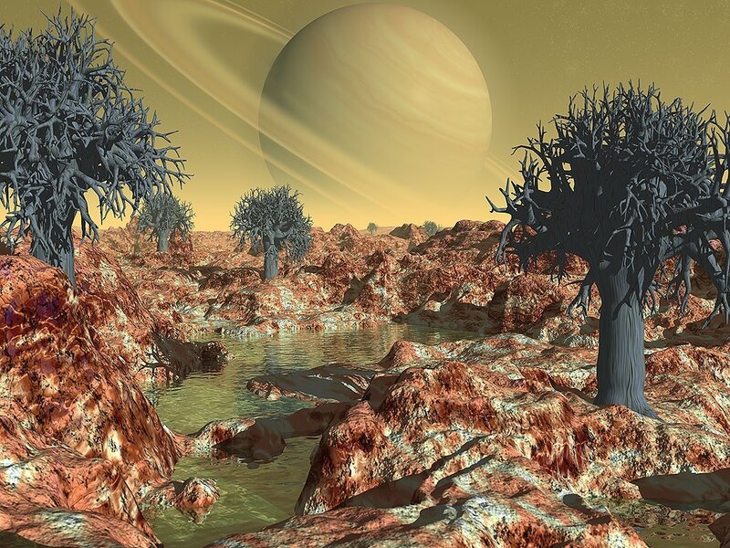 alien landscape with river