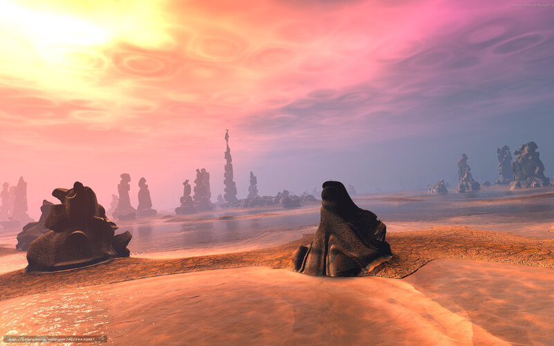 Alien Landscape with Rock Formations — Orange, Dramatic