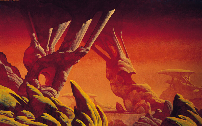 Alien Landscape with Rock Formations — Red