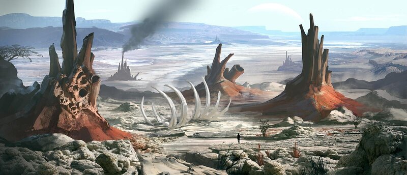 Alien Landscape with Ruins — Brown
