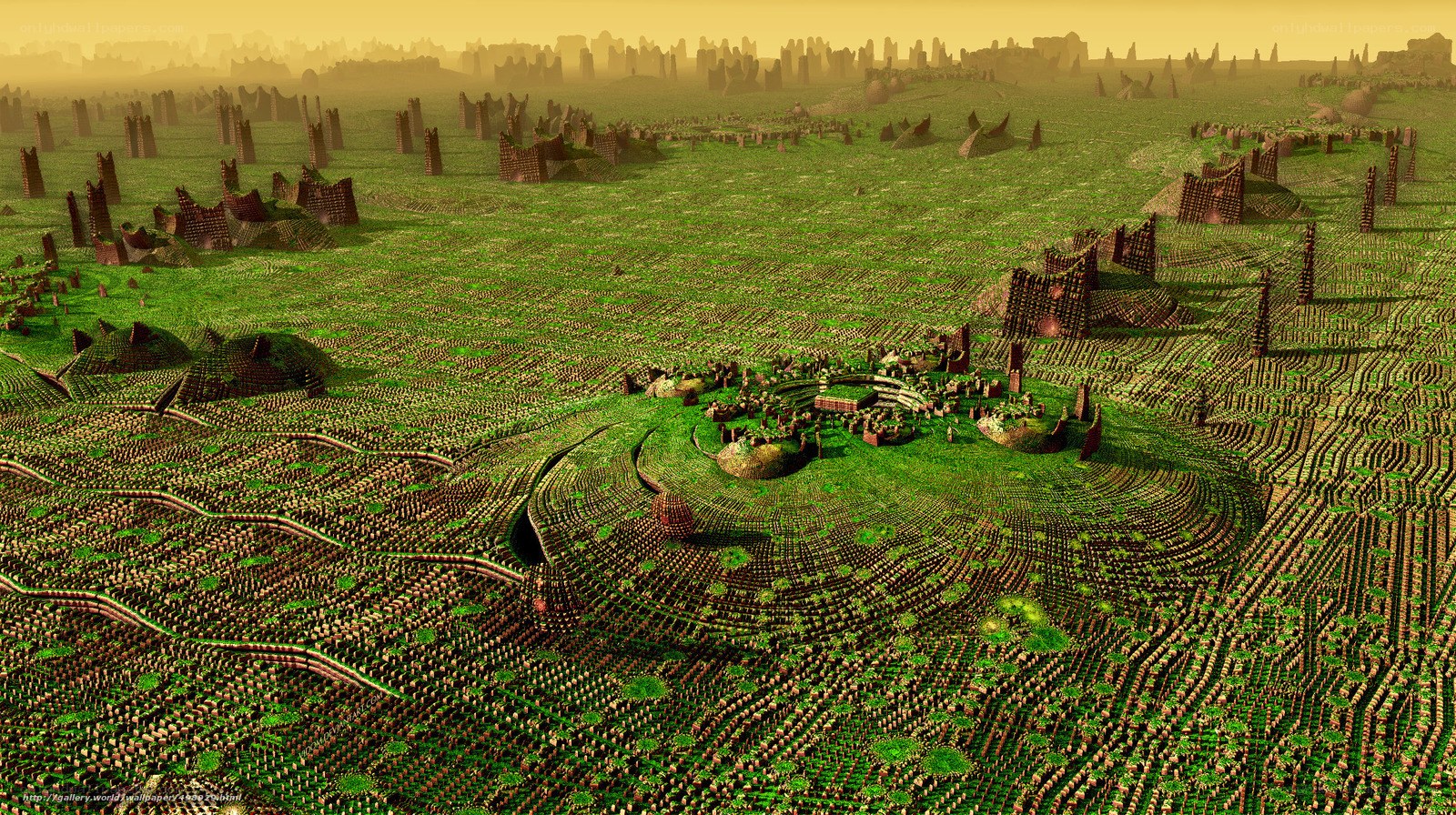 alien landscape with ruins