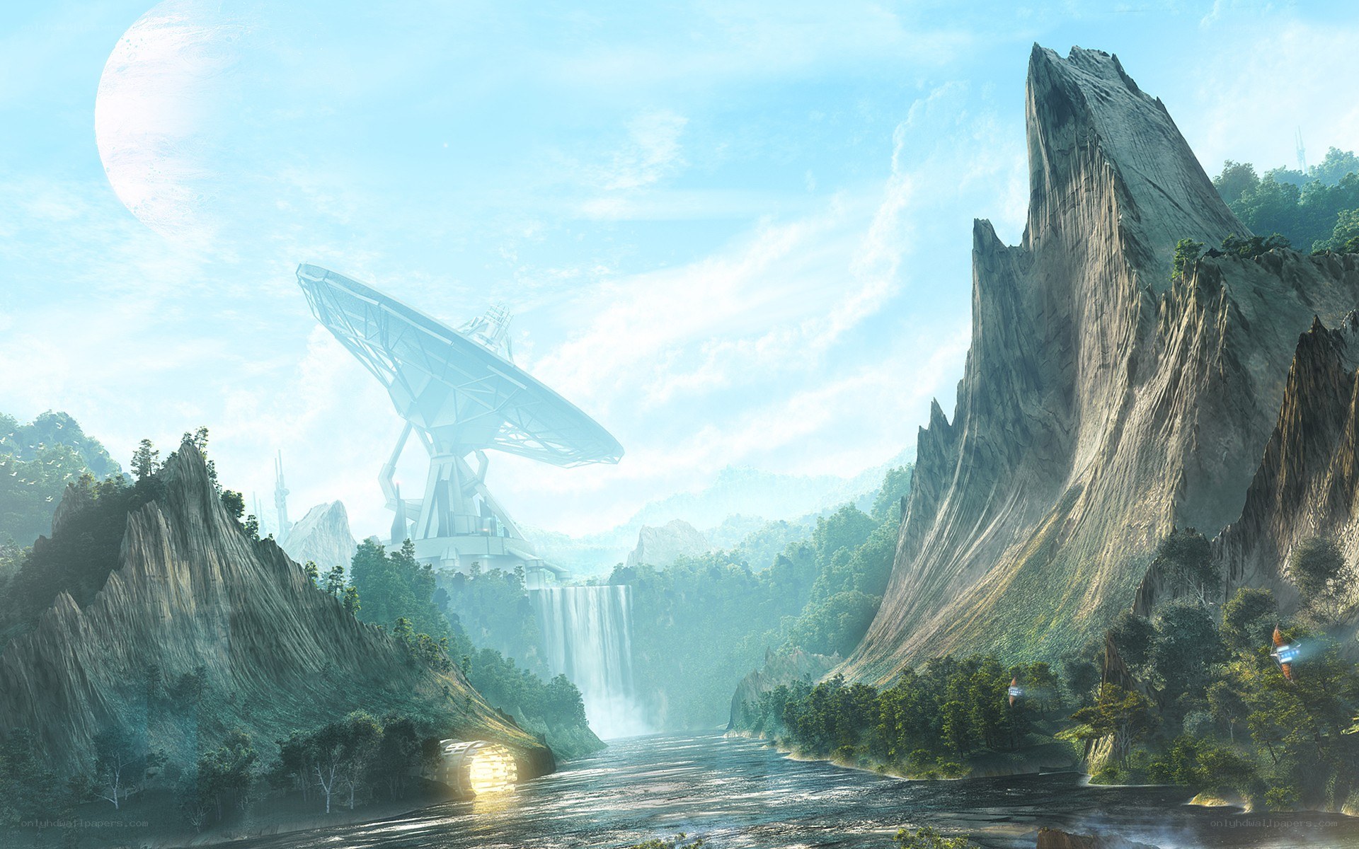alien landscape with satellite dish