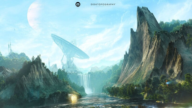 Alien Landscape with Satellite