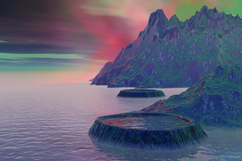Alien Landscape with Sea — Purple