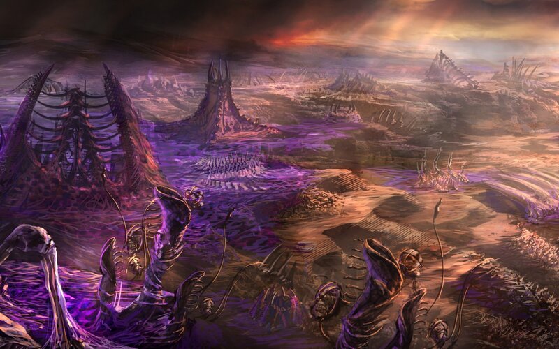 Alien Landscape with Skeletal Structures