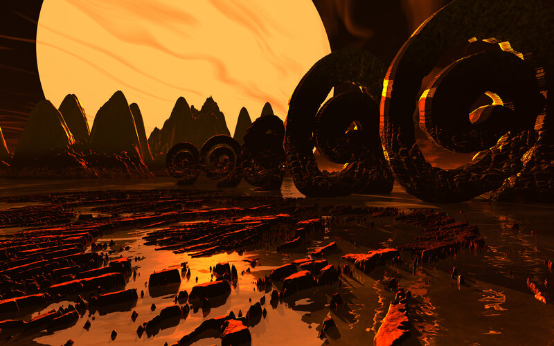 Alien Landscape with Spirals