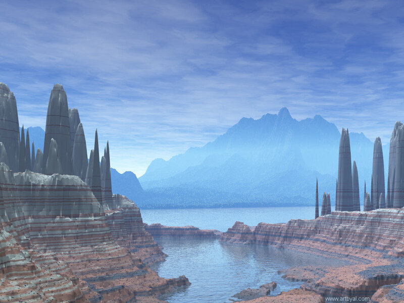 alien landscape with spires
