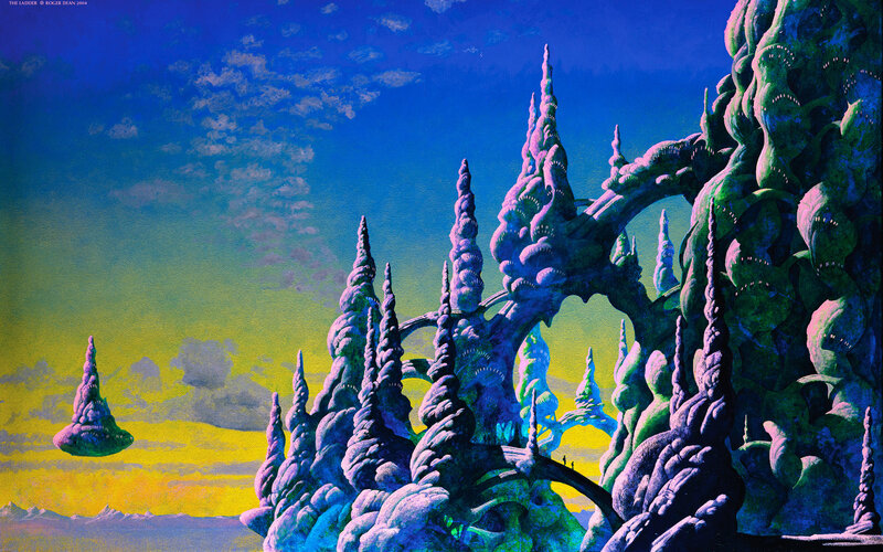 Alien Landscape with Spires — Blue