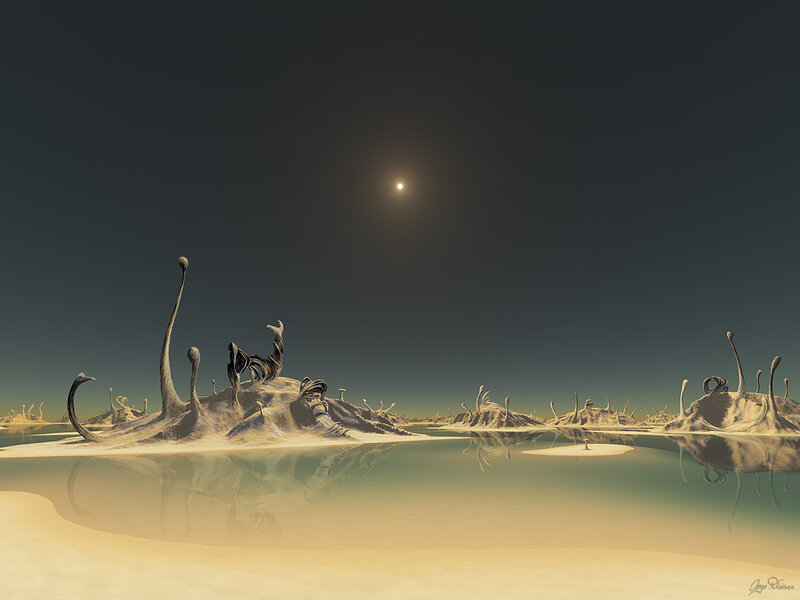Alien Landscape with Spires — Gray