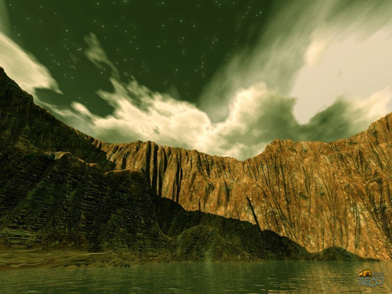 alien landscape with starry sky