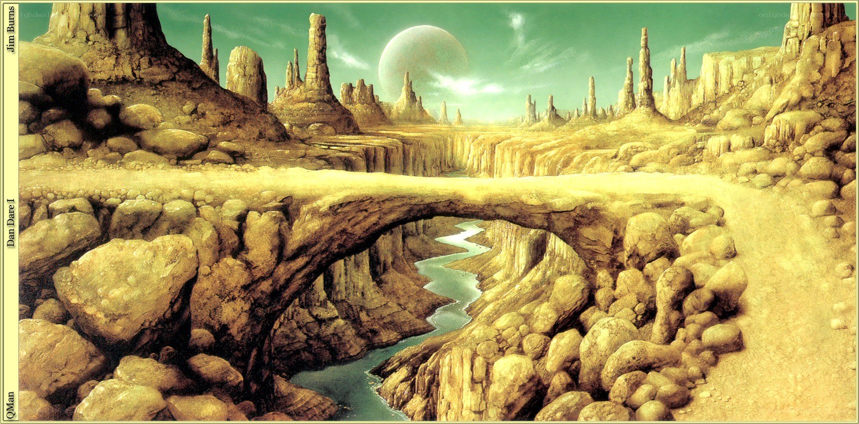 Alien landscape with stone arch