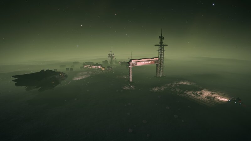 Alien Landscape with Structures — Green