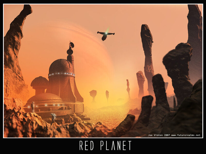 Alien Landscape with Structures — Orange