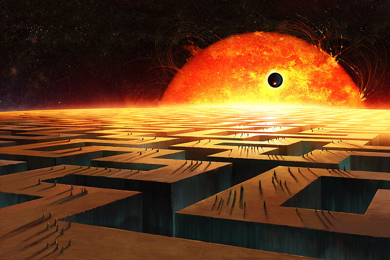 alien landscape with sun