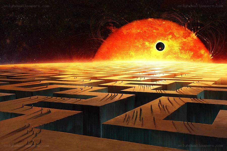 alien landscape with sun