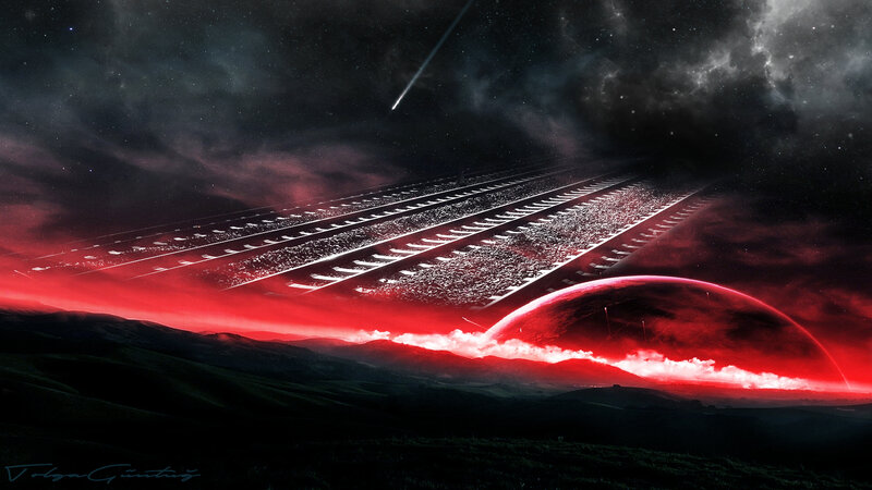 Alien Landscape with Train Tracks