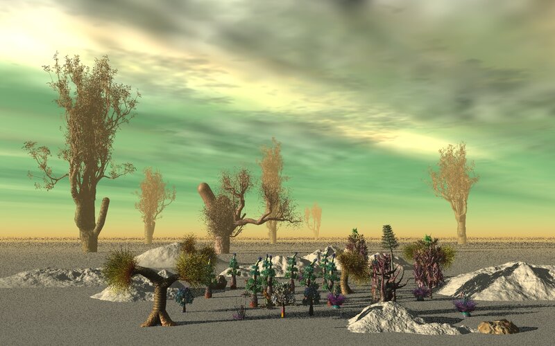 Alien Landscape with Trees — Green