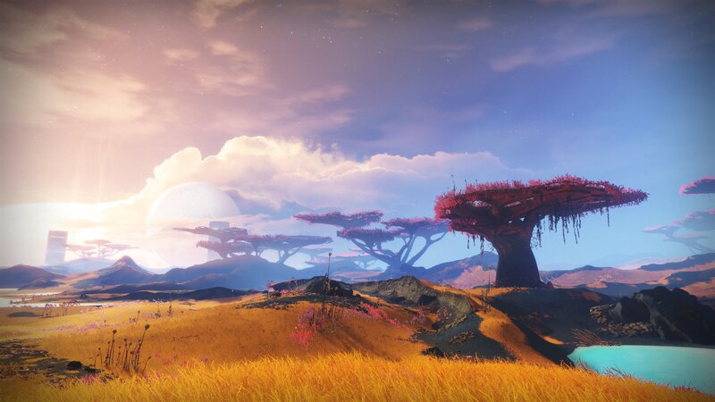 Alien Landscape with Trees — Purple, Serene