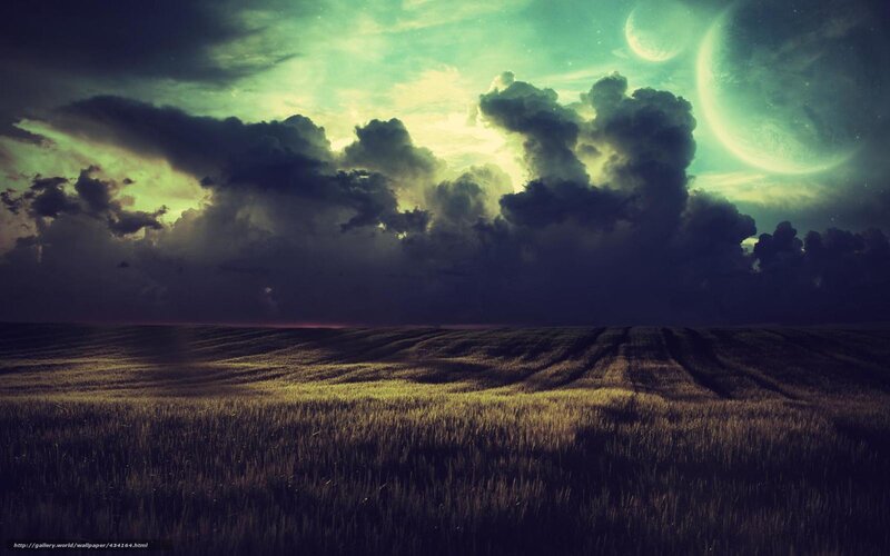 Alien landscape with twin moons