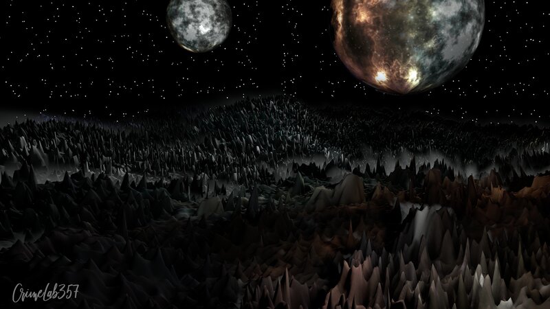 Alien Landscape with Two Moons — Black