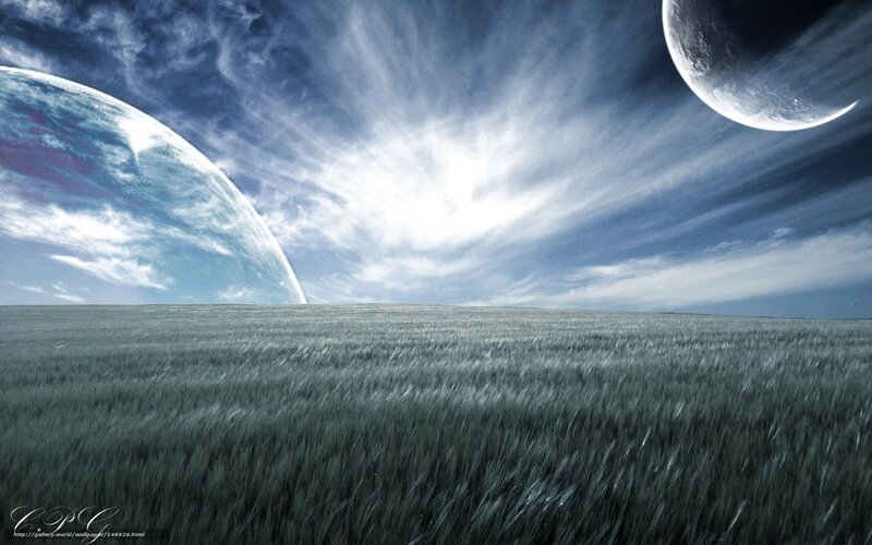 Alien landscape with two moons