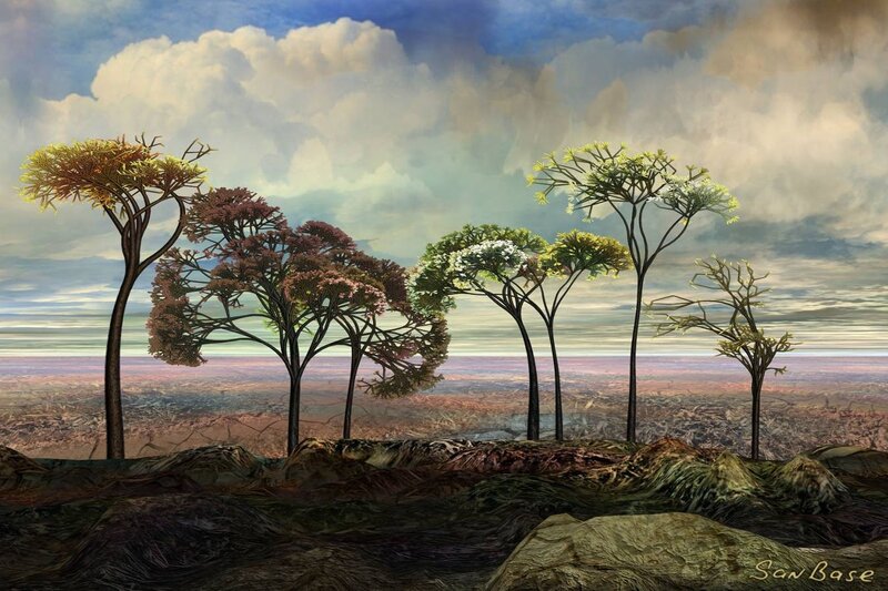 alien landscape with unique trees